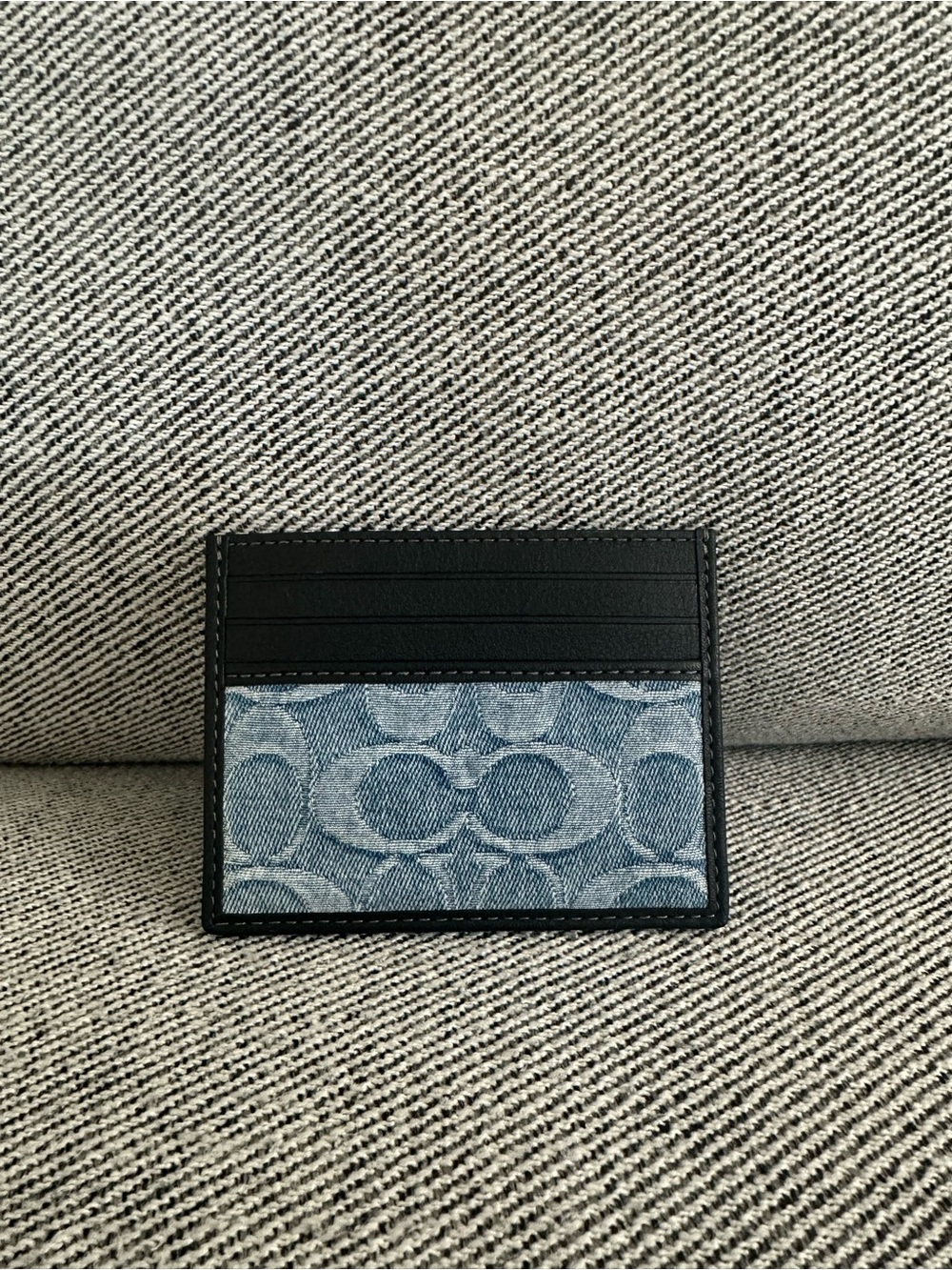 NWT Coach Slim Id Card Case In Loved Signature Denim Light Indigo ceb87